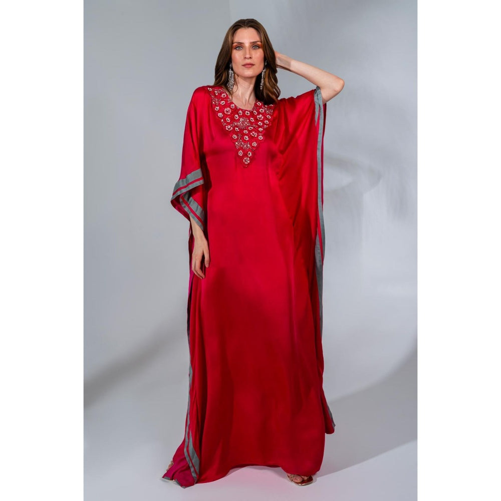 Neha Khullar Red Kaftan In Modal Satin