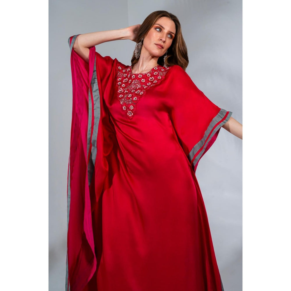 Neha Khullar Red Kaftan In Modal Satin
