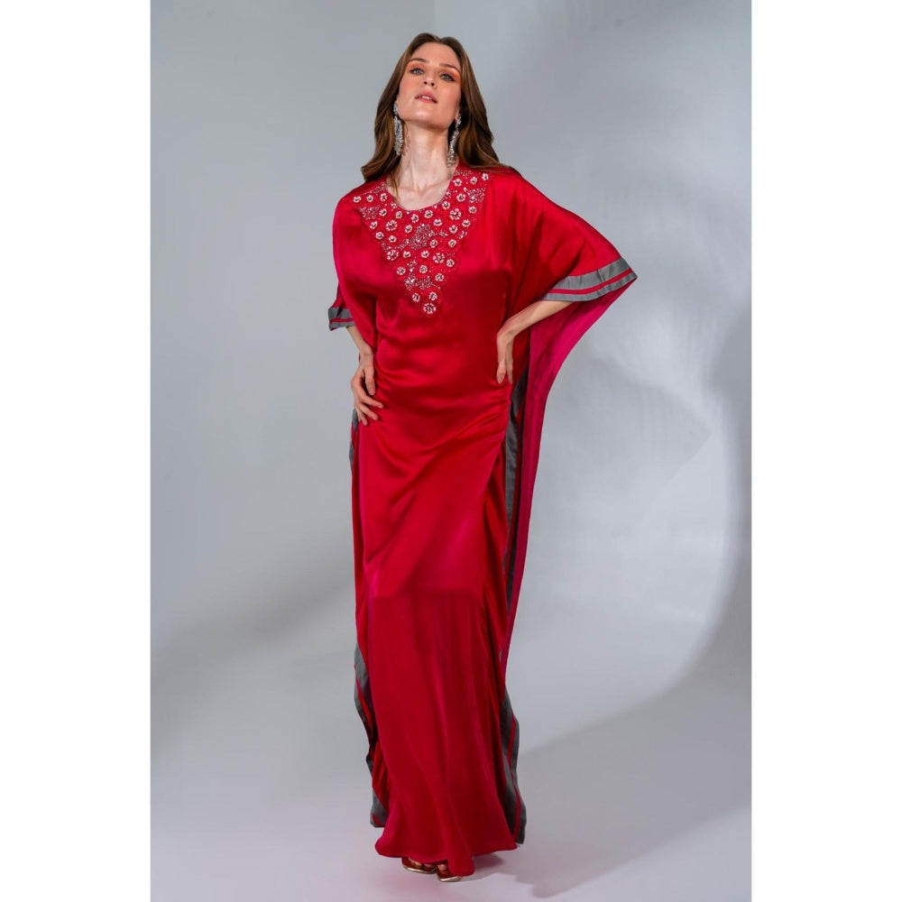 Neha Khullar Red Kaftan In Modal Satin