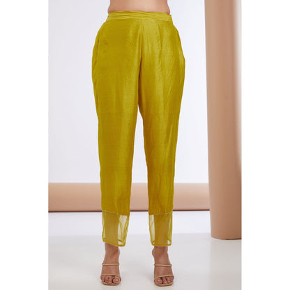 Neha Khullar Green Embroidered Anarkali Kurta Pant & Dupatta (Set of 3)