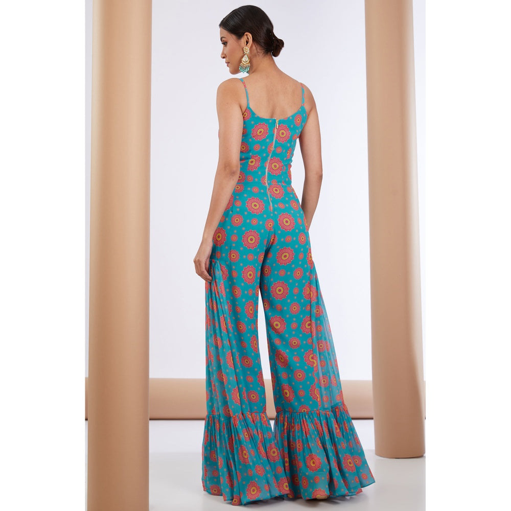Neha Khullar Blue Printed Jumpsuits