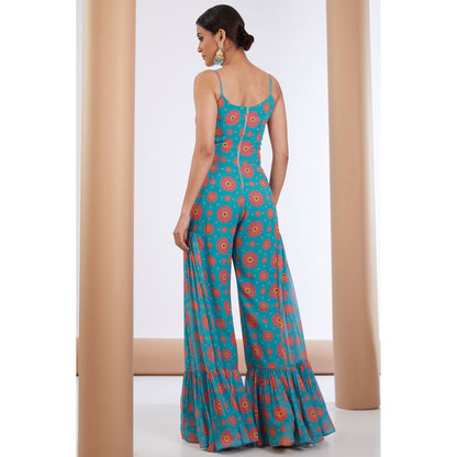 Neha Khullar Blue Printed Jumpsuits