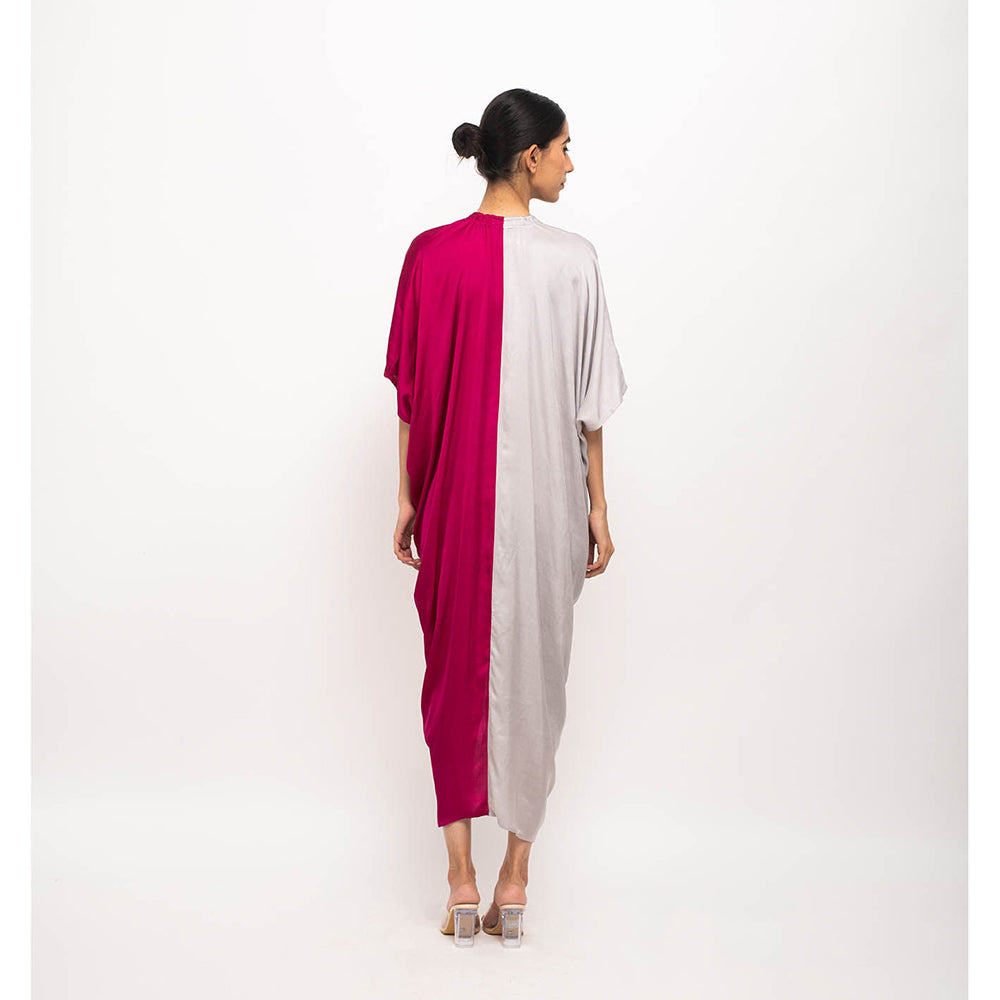 NEORA BY NEHAL CHOPRA Wine & Grey Rouching Cape
