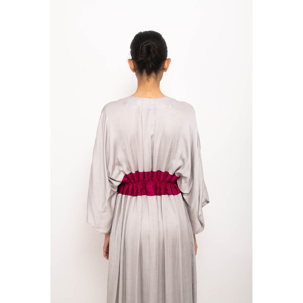 NEORA BY NEHAL CHOPRA Grey & Wine Asymmetrical Cape