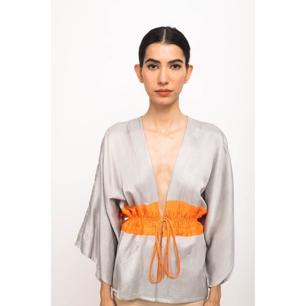NEORA BY NEHAL CHOPRA Grey & Orange Short Cape