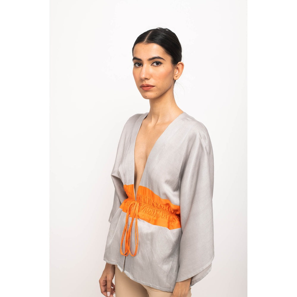 NEORA BY NEHAL CHOPRA Grey & Orange Short Cape