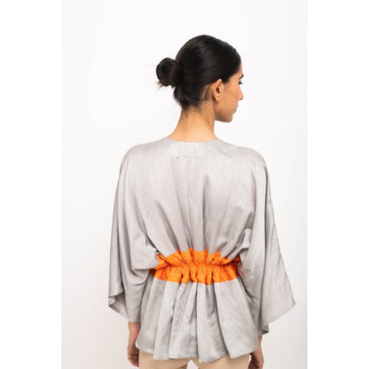 NEORA BY NEHAL CHOPRA Grey & Orange Short Cape