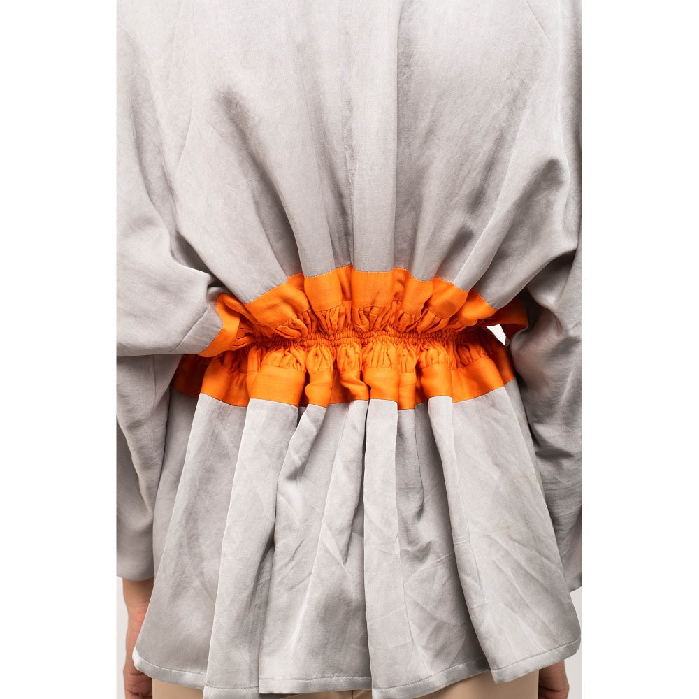 NEORA BY NEHAL CHOPRA Grey & Orange Short Cape