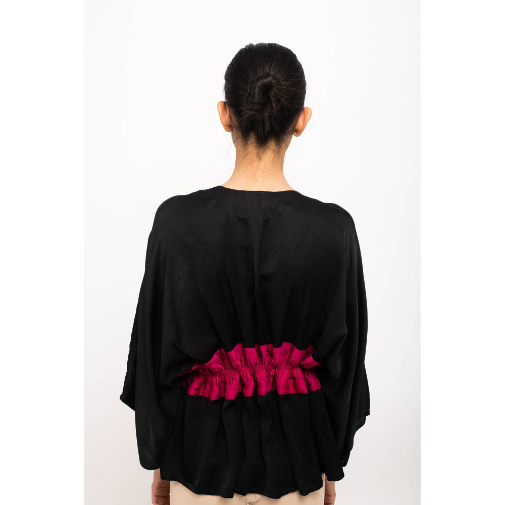 NEORA BY NEHAL CHOPRA Black & Wine Short Cape