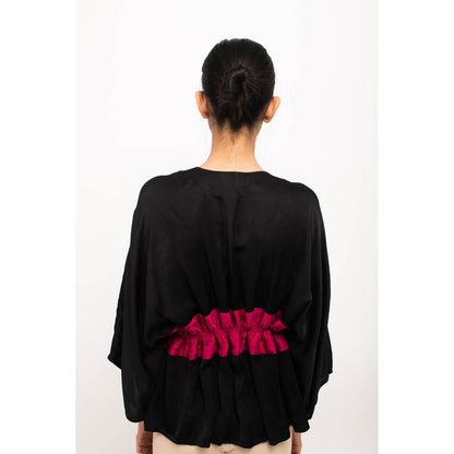 NEORA BY NEHAL CHOPRA Black & Wine Short Cape