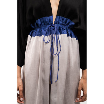 NEORA BY NEHAL CHOPRA Black & Navy Blue High Low Cape