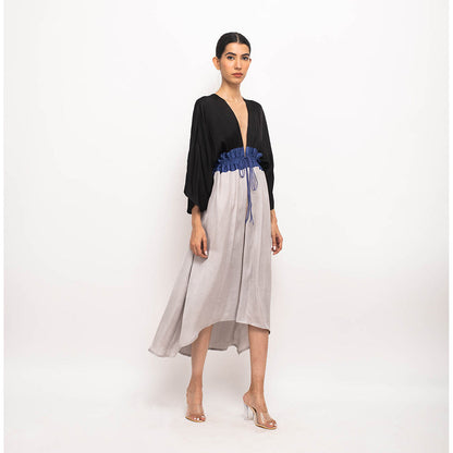 NEORA BY NEHAL CHOPRA Black & Navy Blue High Low Cape