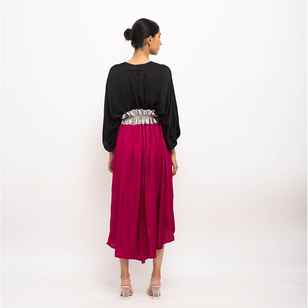 NEORA BY NEHAL CHOPRA Black & Wine High Low Cape
