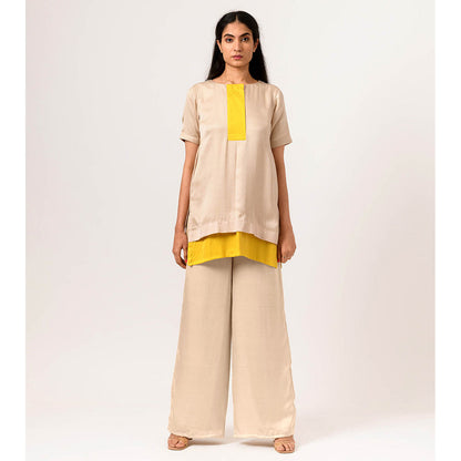 NEORA BY NEHAL CHOPRA Ecru Yellow Top