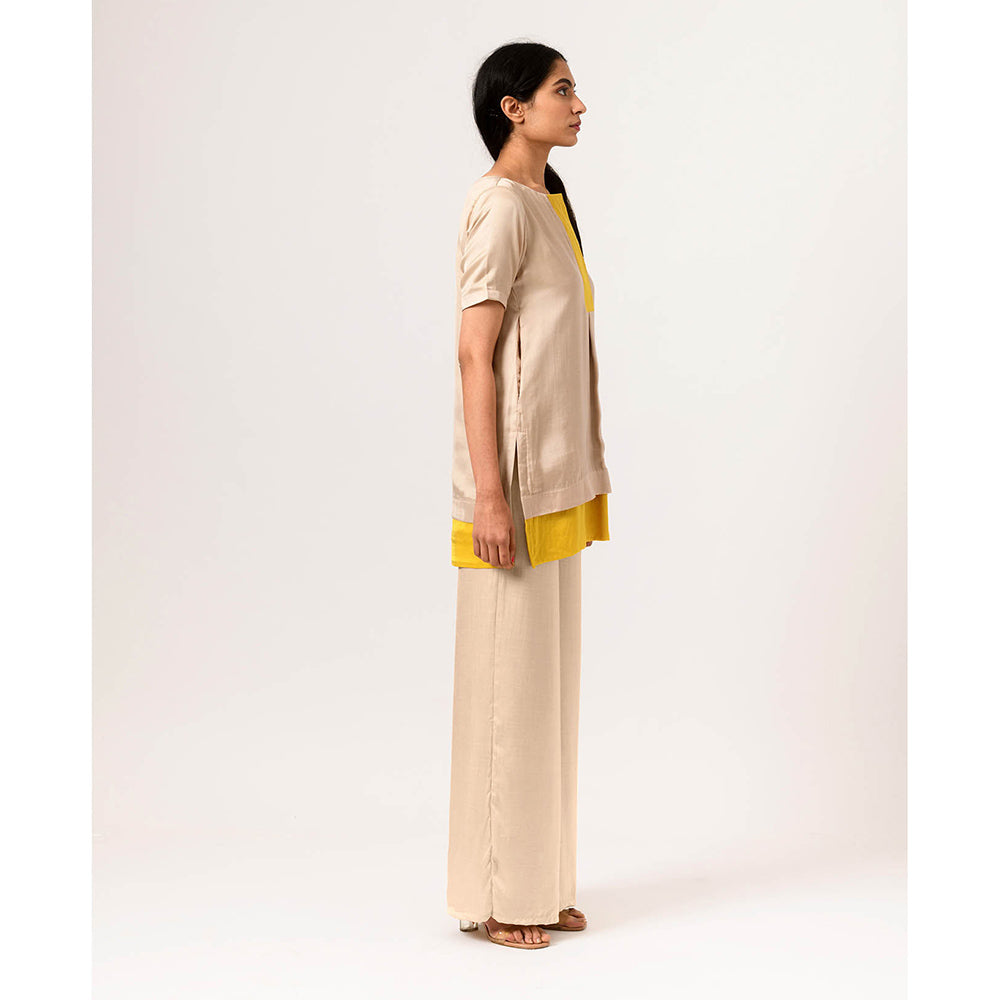 NEORA BY NEHAL CHOPRA Ecru Yellow Top