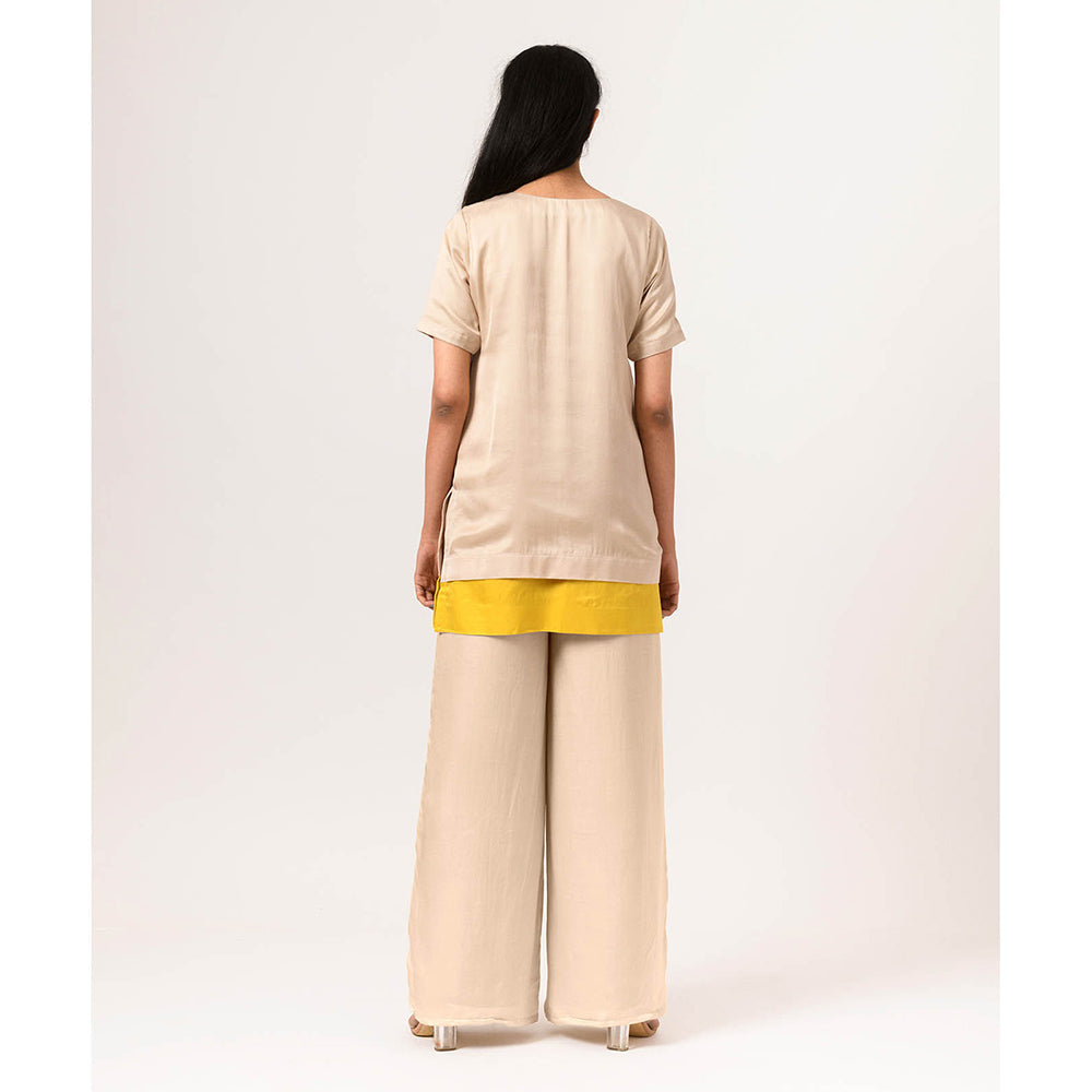 NEORA BY NEHAL CHOPRA Ecru Yellow Top