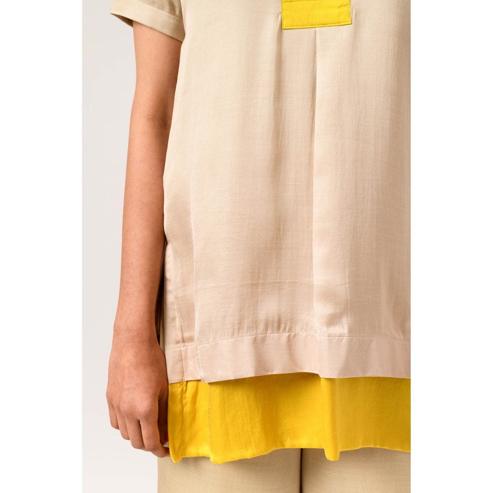 NEORA BY NEHAL CHOPRA Ecru Yellow Top