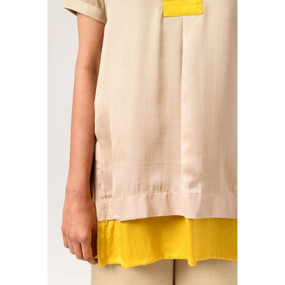 NEORA BY NEHAL CHOPRA Ecru Yellow Top