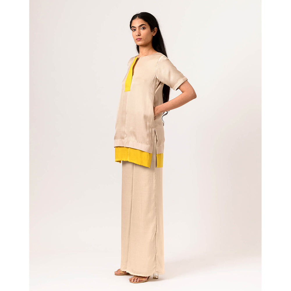 NEORA BY NEHAL CHOPRA Ecru Yellow Top