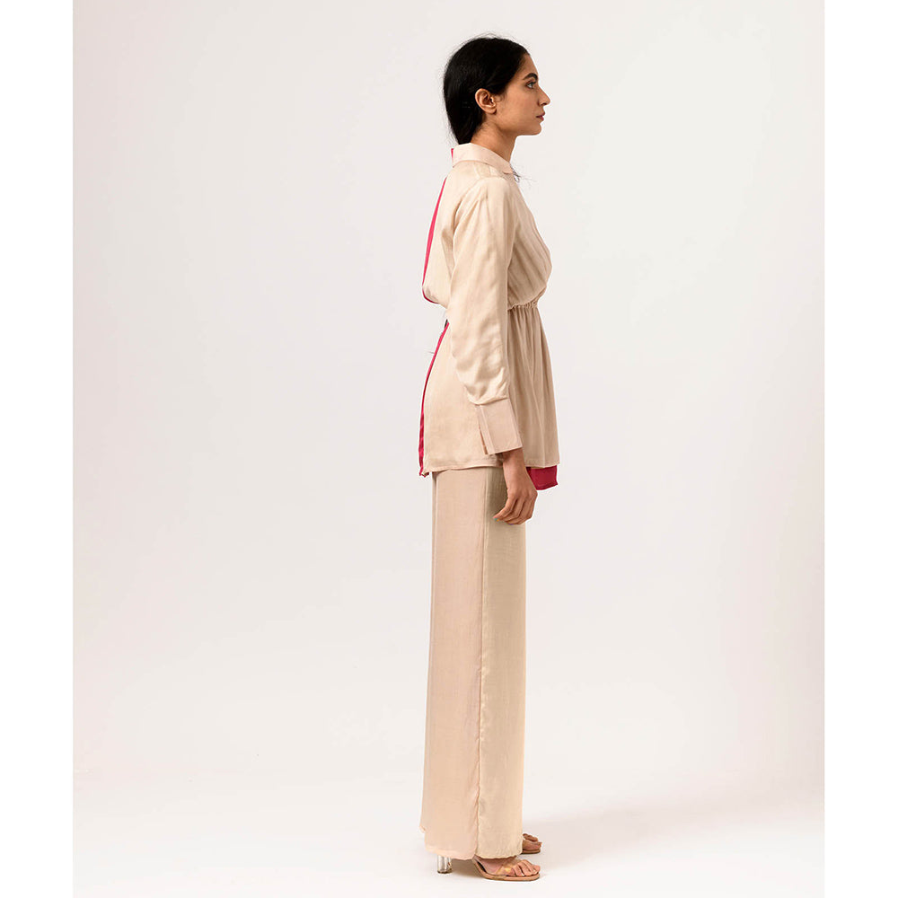 NEORA BY NEHAL CHOPRA Ecru Wine Full Sleeves Top