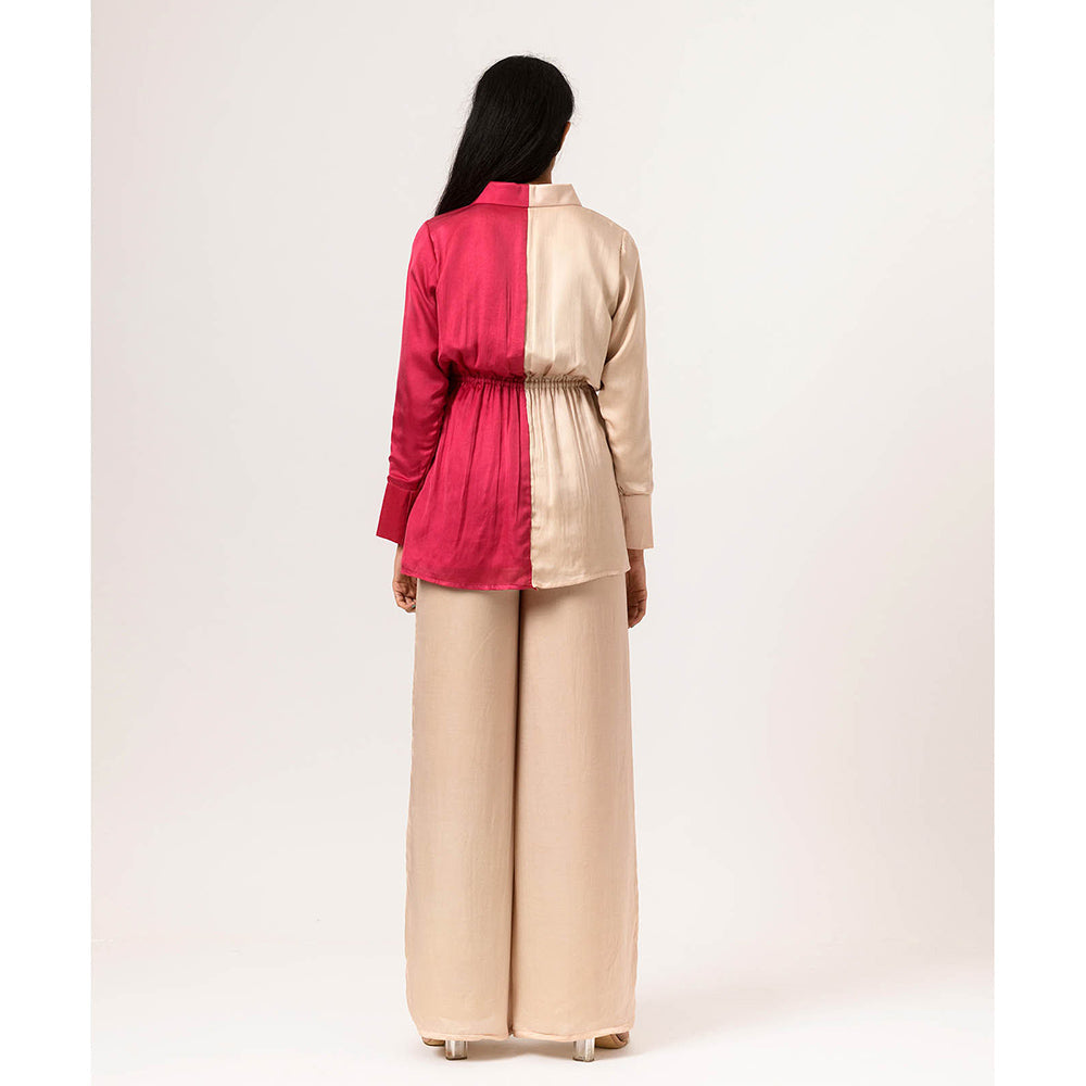 NEORA BY NEHAL CHOPRA Ecru Wine Full Sleeves Top