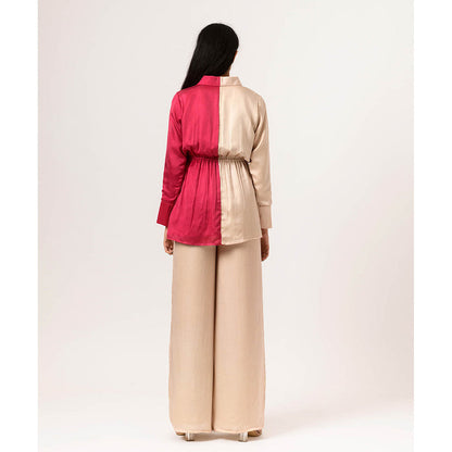 NEORA BY NEHAL CHOPRA Ecru Wine Full Sleeves Top