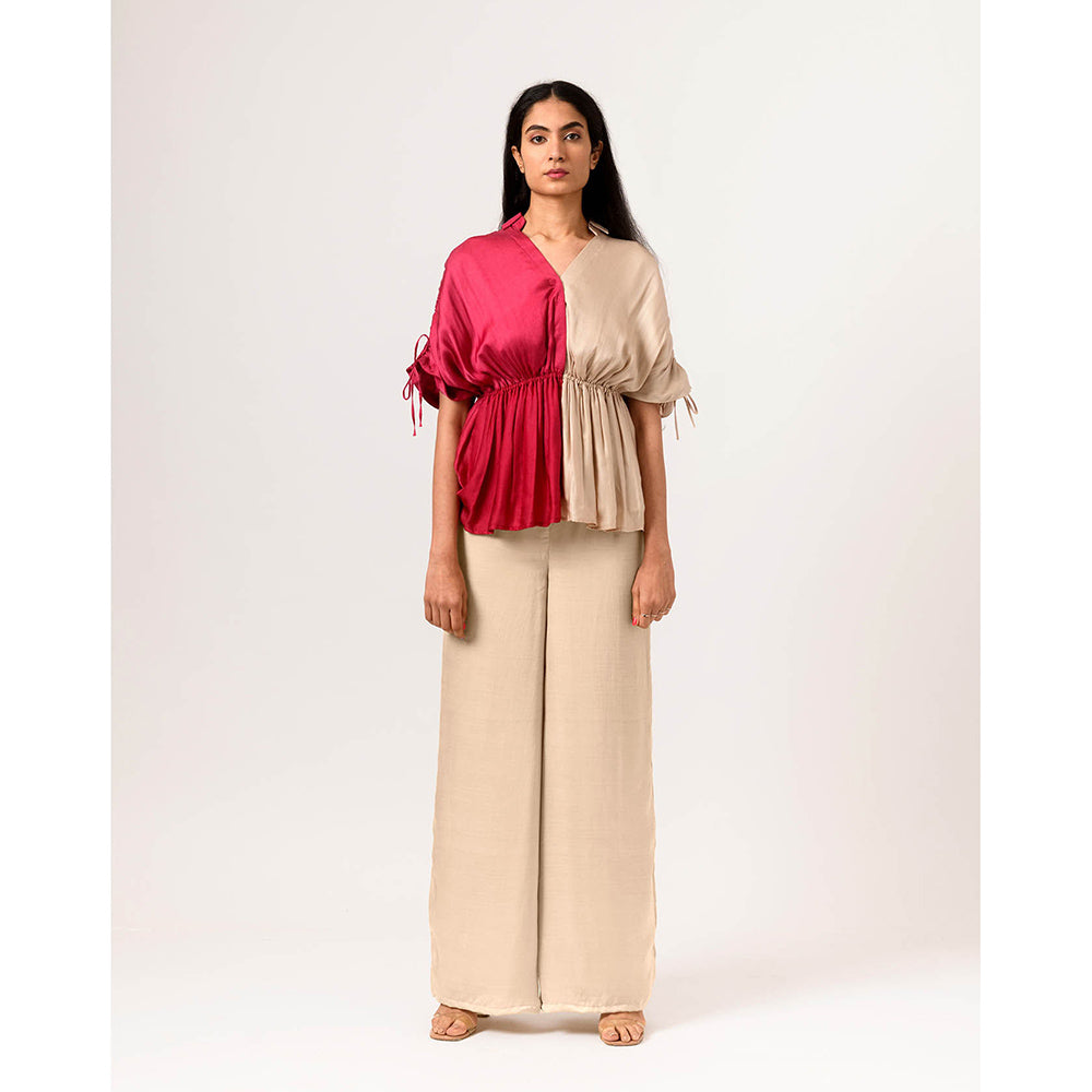 NEORA BY NEHAL CHOPRA Ecru Wine Half Top