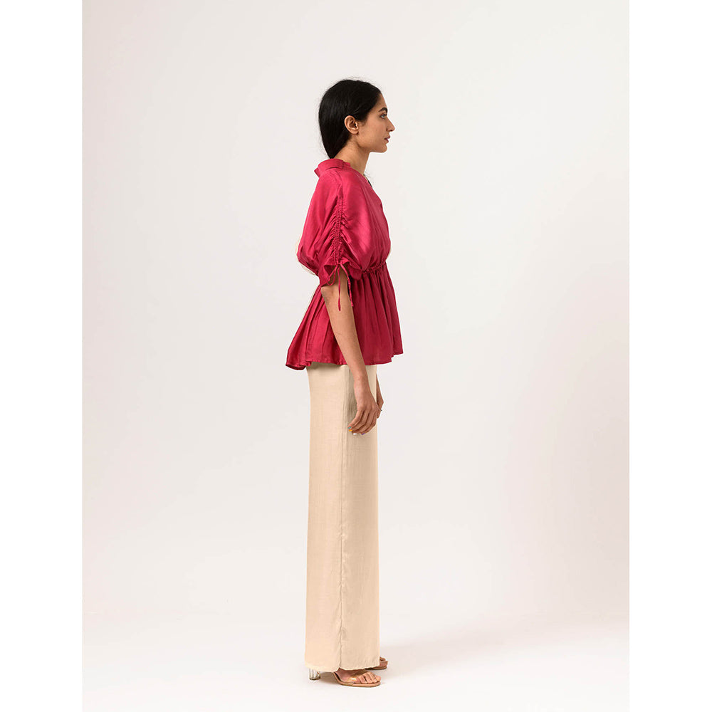 NEORA BY NEHAL CHOPRA Ecru Wine Half Top