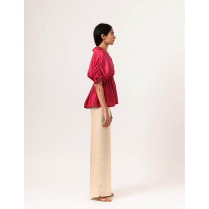 NEORA BY NEHAL CHOPRA Ecru Wine Half Top