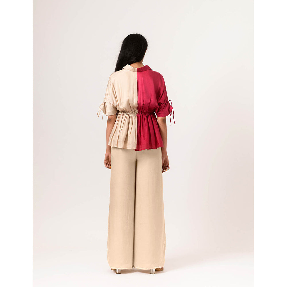 NEORA BY NEHAL CHOPRA Ecru Wine Half Top