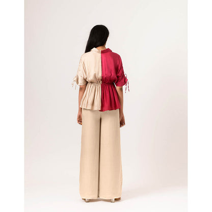 NEORA BY NEHAL CHOPRA Ecru Wine Half Top