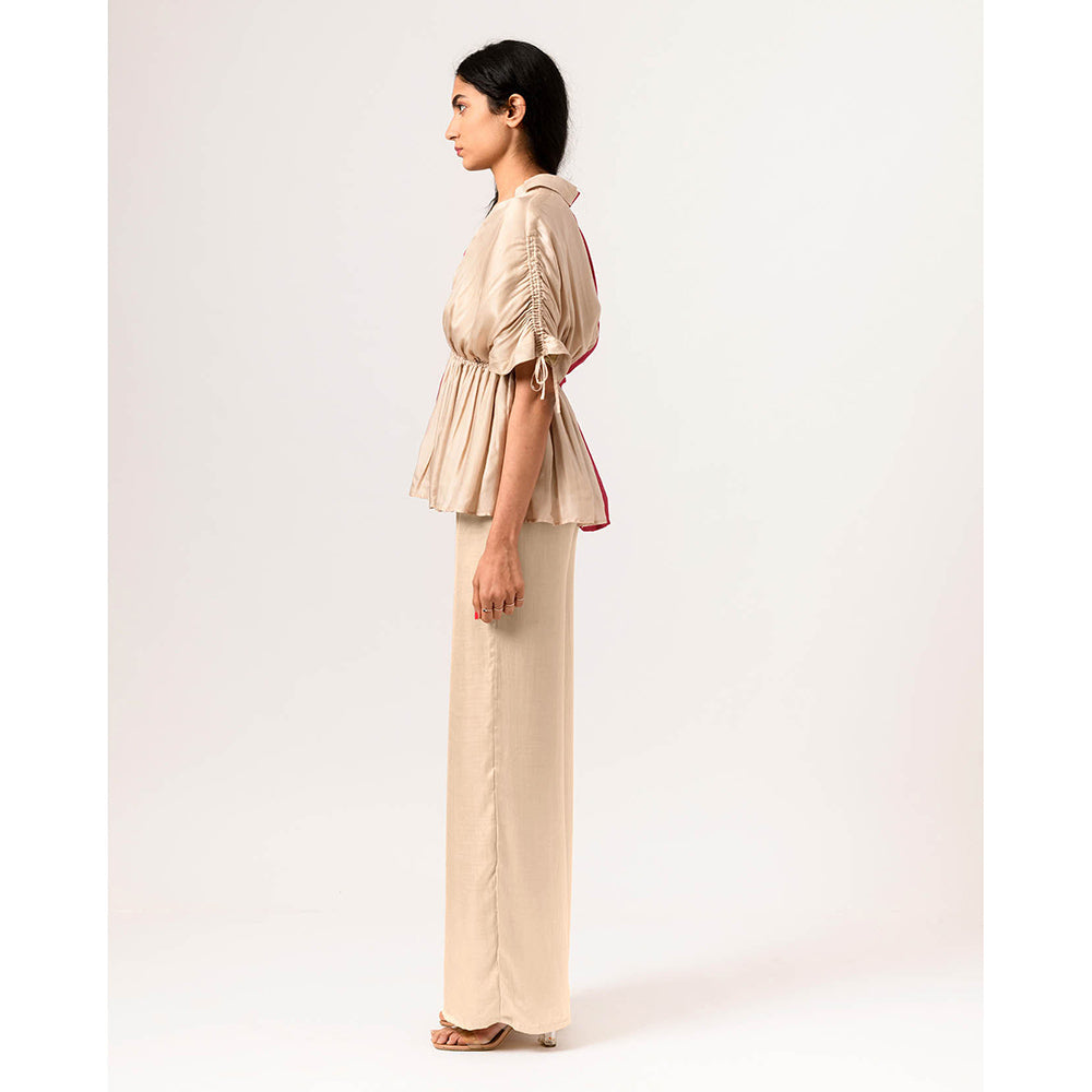 NEORA BY NEHAL CHOPRA Ecru Wine Half Top