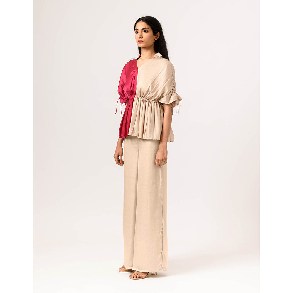 NEORA BY NEHAL CHOPRA Ecru Wine Half Top