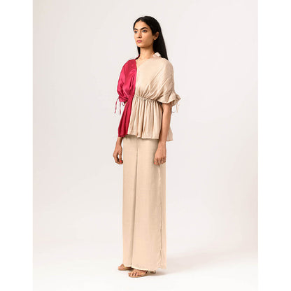 NEORA BY NEHAL CHOPRA Ecru Wine Half Top