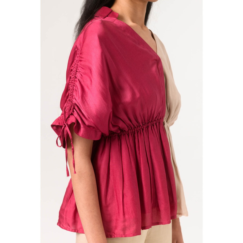 NEORA BY NEHAL CHOPRA Ecru Wine Half Top