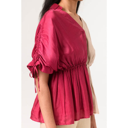 NEORA BY NEHAL CHOPRA Ecru Wine Half Top