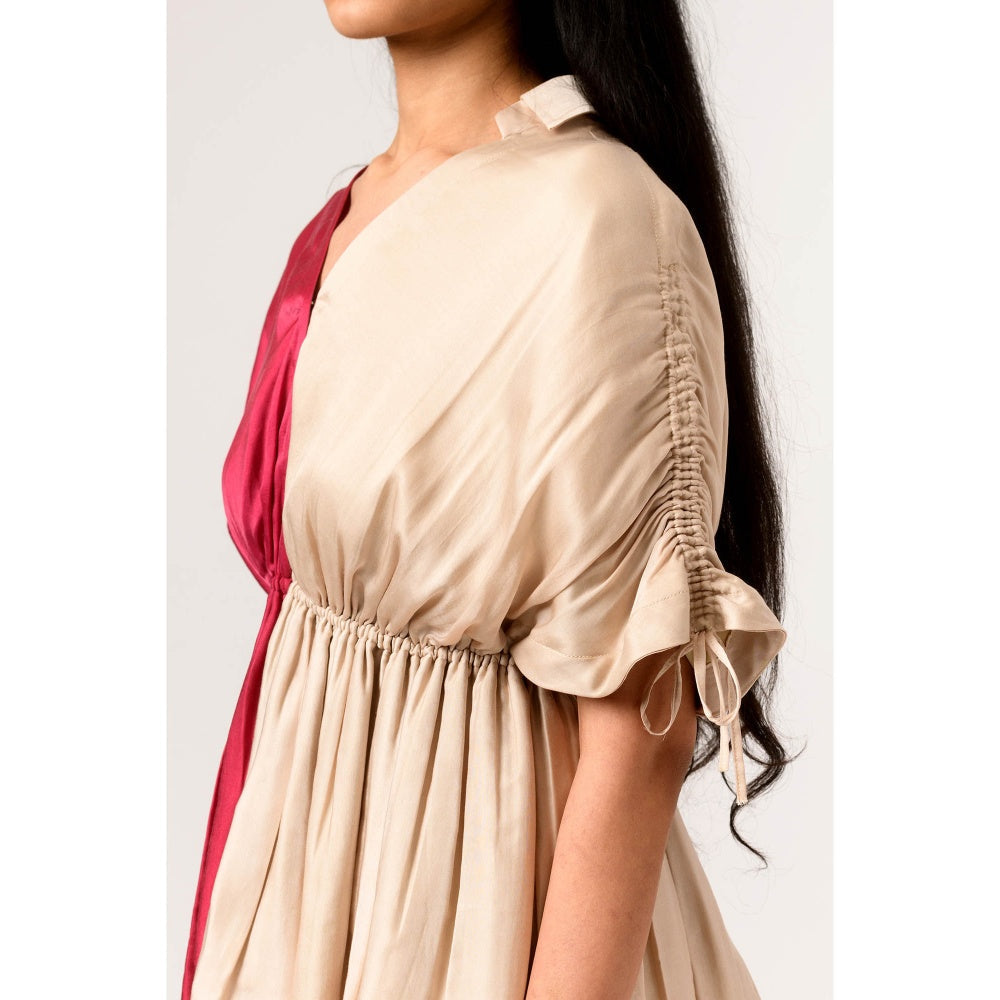 NEORA BY NEHAL CHOPRA Ecru Wine Half Top