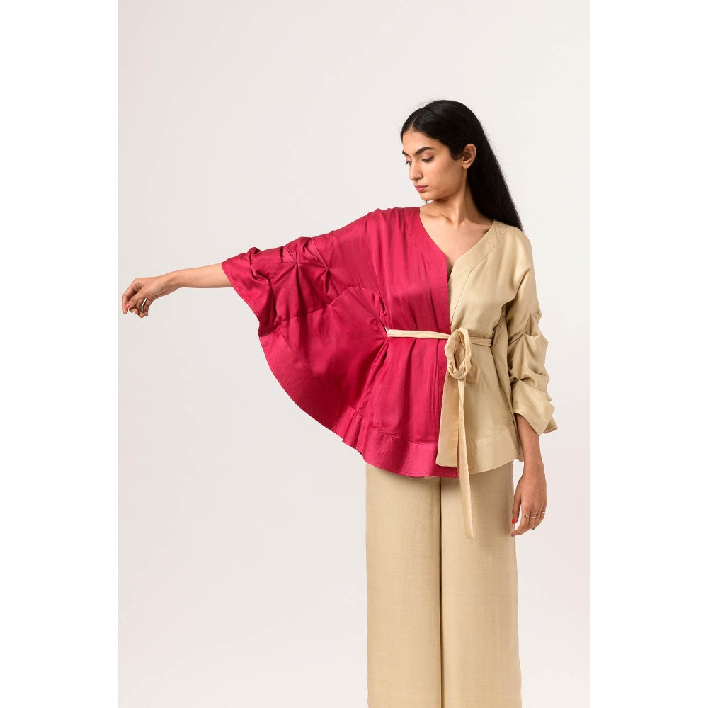 NEORA BY NEHAL CHOPRA Ecru Wine Cape