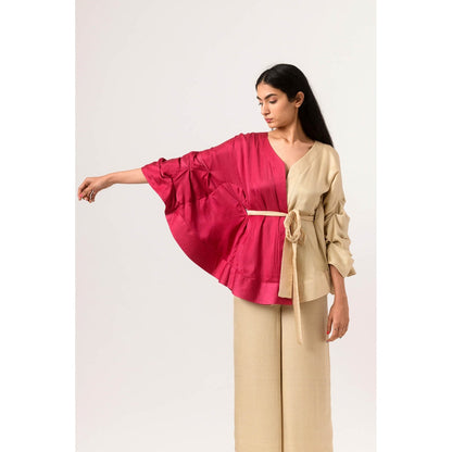 NEORA BY NEHAL CHOPRA Ecru Wine Cape