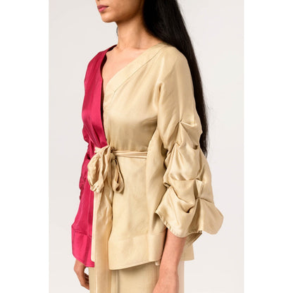 NEORA BY NEHAL CHOPRA Ecru Wine Cape