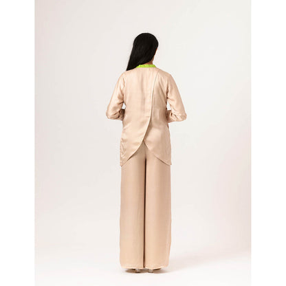 NEORA BY NEHAL CHOPRA Ecru Green Full Sleeve Kurti Top