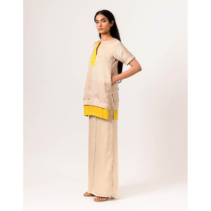 NEORA BY NEHAL CHOPRA Yellow Ecru Co Ord (Set of 2)