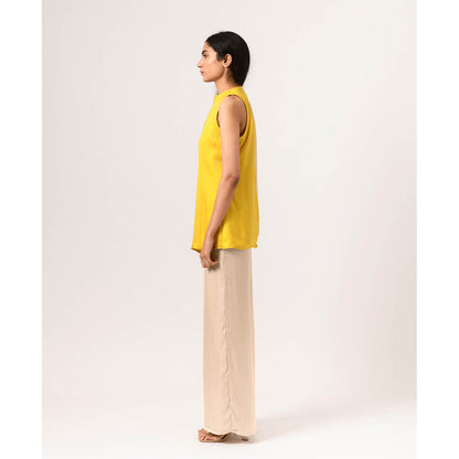 NEORA BY NEHAL CHOPRA Yellow Ecru Halter Neck Co Ord (Set of 2)
