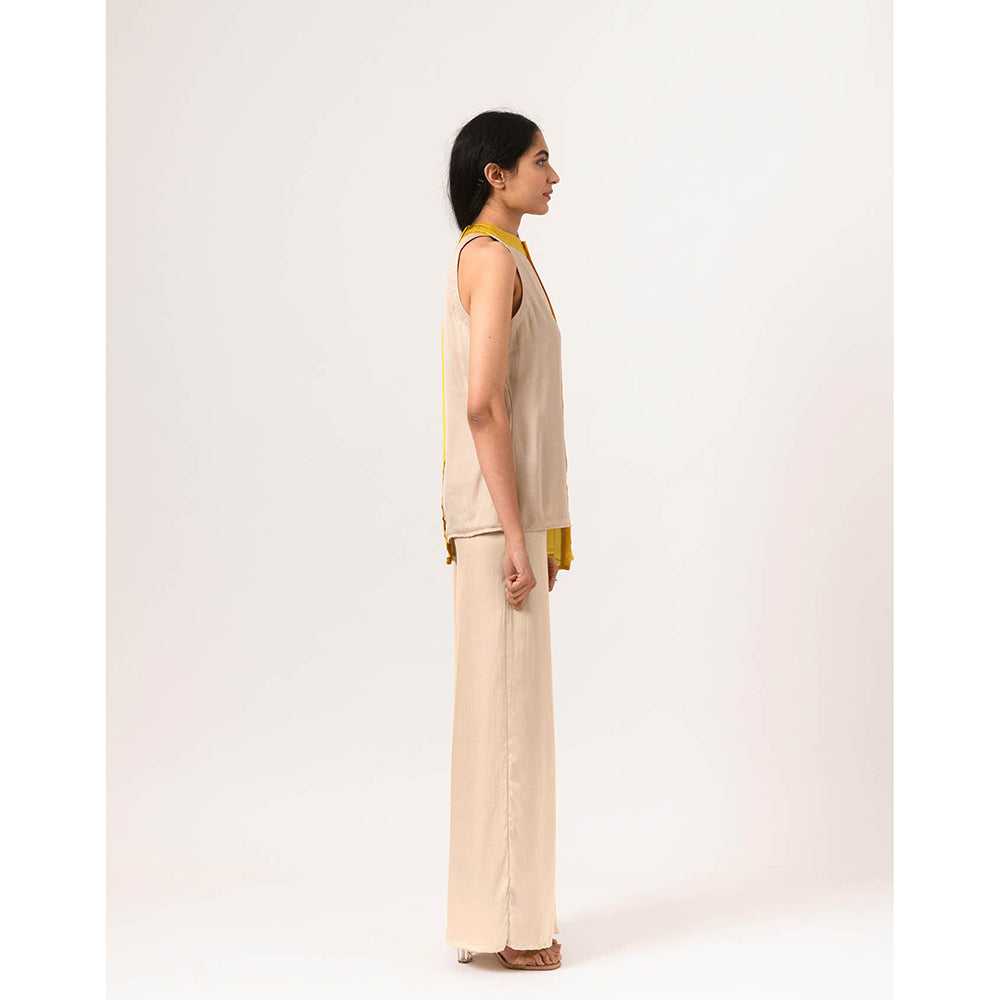 NEORA BY NEHAL CHOPRA Yellow Ecru Halter Neck Co Ord (Set of 2)