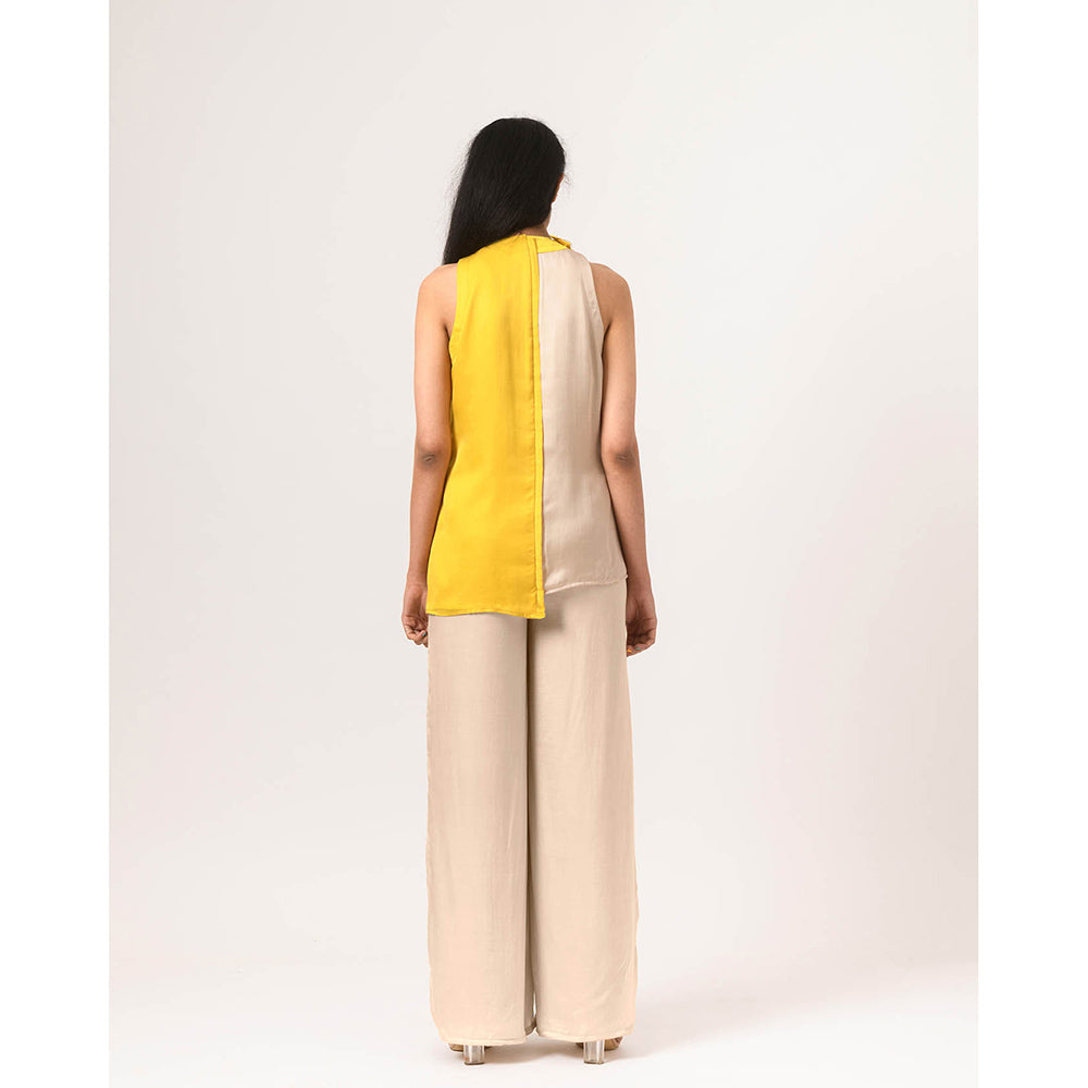 NEORA BY NEHAL CHOPRA Yellow Ecru Halter Neck Co Ord (Set of 2)