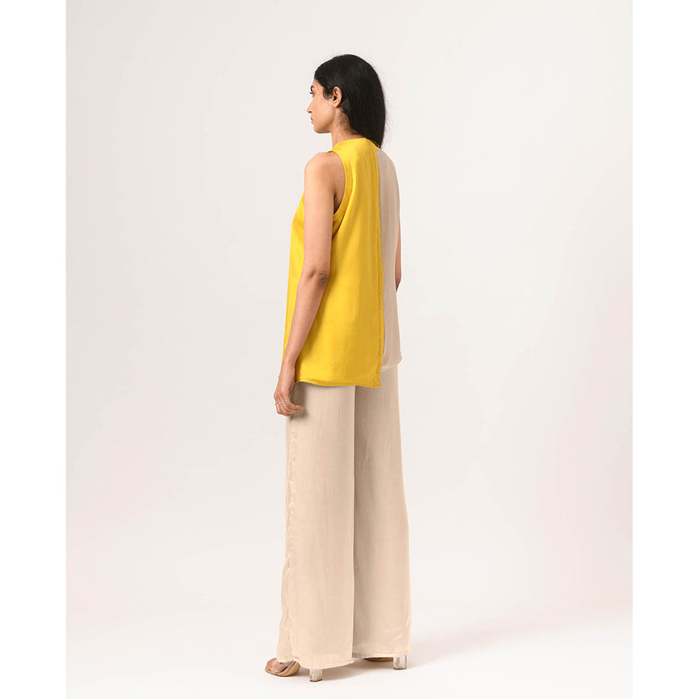 NEORA BY NEHAL CHOPRA Yellow Ecru Halter Neck Co Ord (Set of 2)