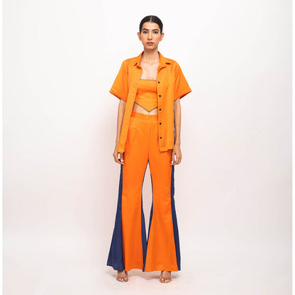 NEORA BY NEHAL CHOPRA Orange & Navy Blue Co Ord (Set of 3)