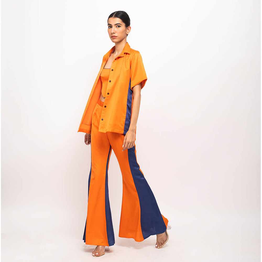 NEORA BY NEHAL CHOPRA Orange & Navy Blue Co Ord (Set of 3)