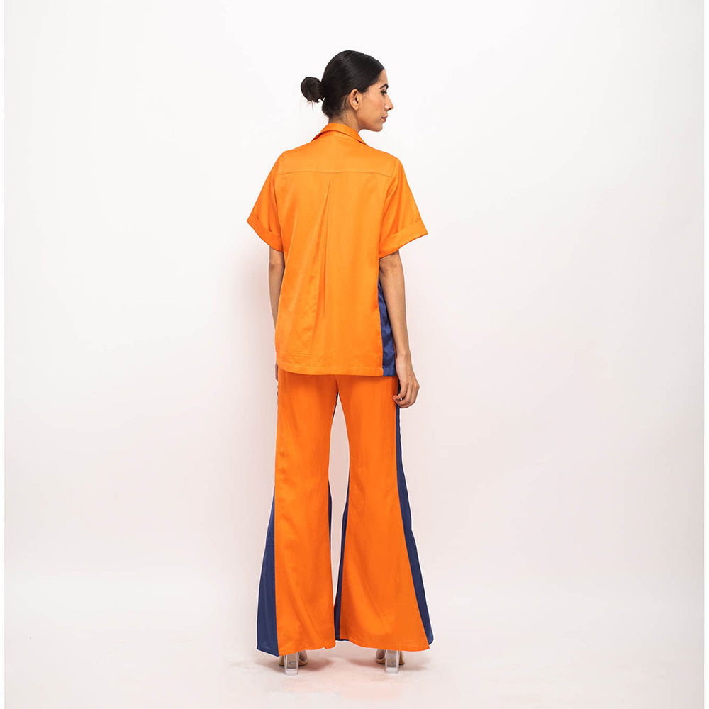 NEORA BY NEHAL CHOPRA Orange & Navy Blue Co Ord (Set of 3)