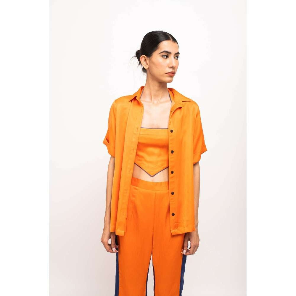NEORA BY NEHAL CHOPRA Orange & Navy Blue Co Ord (Set of 3)